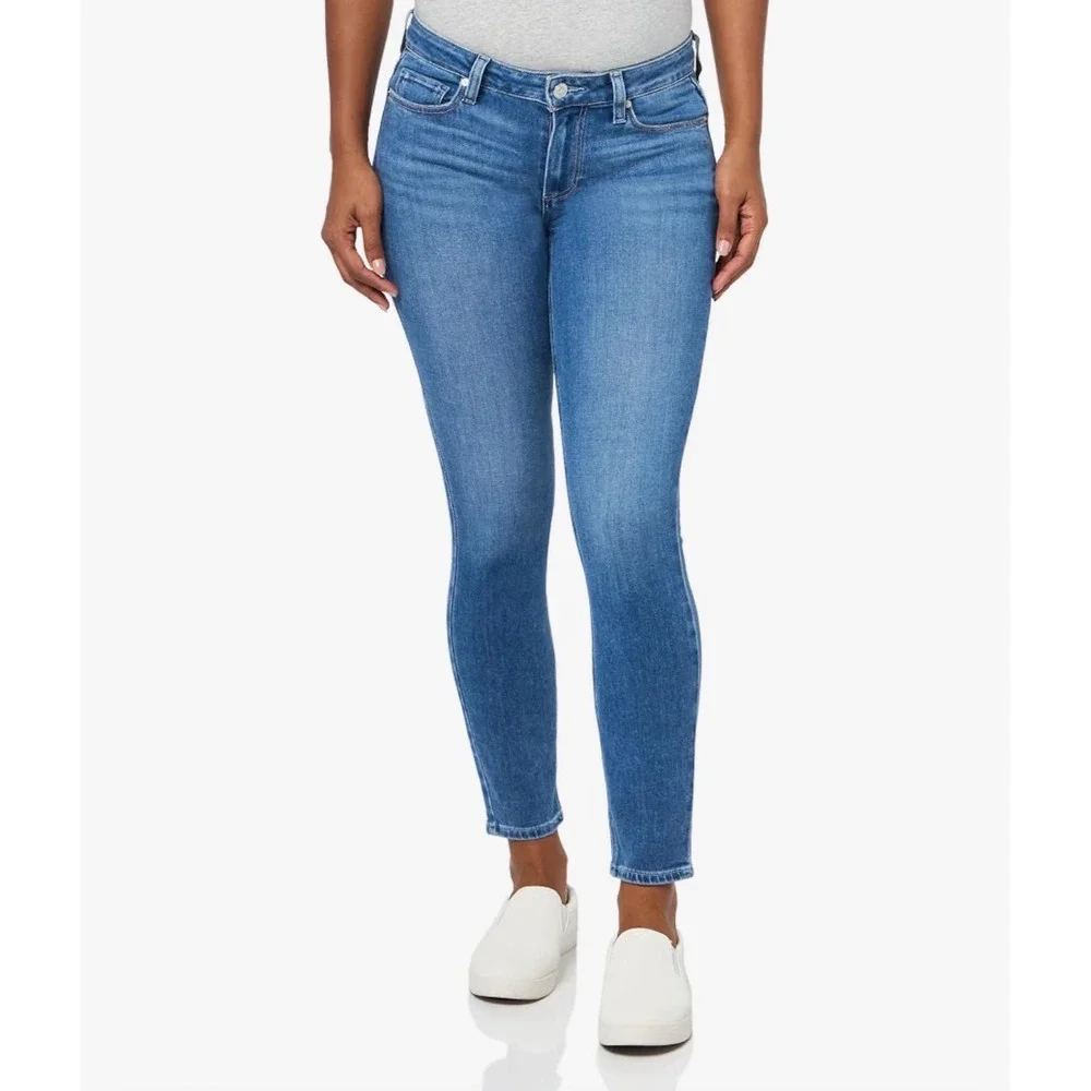 Paige Verdugo Ankle Mid Rise Ultra Skinny Jeans Blue Transcend Vintage Size 34